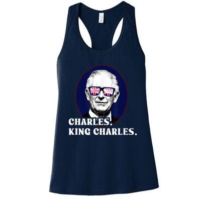 Funny Charles King Charles Of His Majesty & Union Jack Women's Racerback Tank