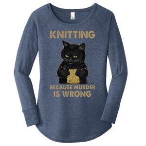 Funny Cat Knits Knitting Because Murder Is Wrong Women's Perfect Tri Tunic Long Sleeve Shirt