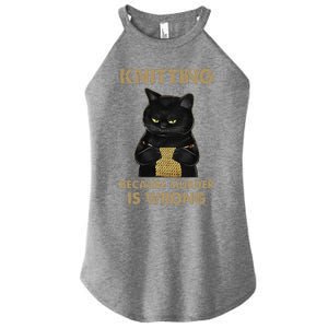 Funny Cat Knits Knitting Because Murder Is Wrong Women's Perfect Tri Rocker Tank