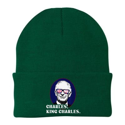 Funny Charles King Charles Of His Majesty & Union Jack Knit Cap Winter Beanie