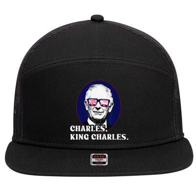 Funny Charles King Charles Of His Majesty & Union Jack 7 Panel Mesh Trucker Snapback Hat