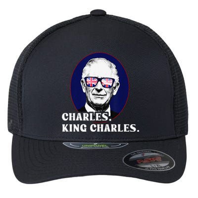 Funny Charles King Charles Of His Majesty & Union Jack Flexfit Unipanel Trucker Cap