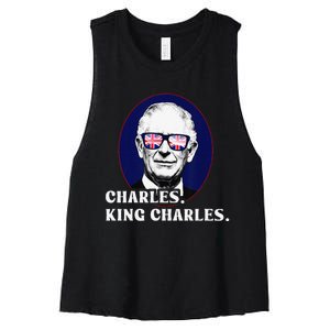 Funny Charles King Charles Of His Majesty & Union Jack Women's Racerback Cropped Tank