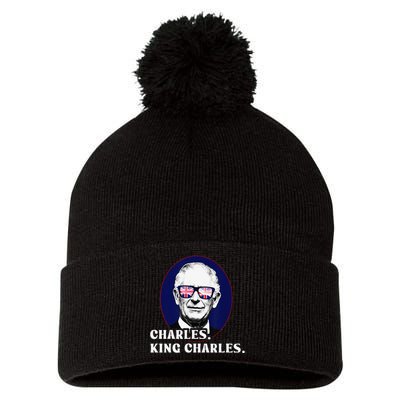 Funny Charles King Charles Of His Majesty & Union Jack Pom Pom 12in Knit Beanie