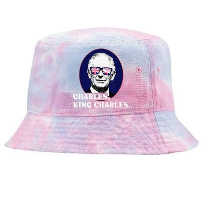 Funny Charles King Charles Of His Majesty & Union Jack Tie-Dyed Bucket Hat