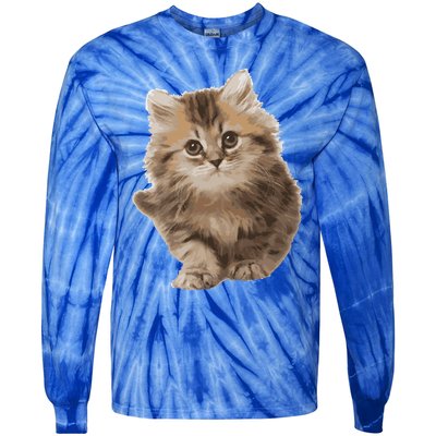 Fluffy Cute Kitten Nice Gift International Cat Day Great Gift Tie-Dye Long Sleeve Shirt