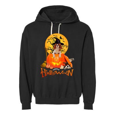 Funny Cavalier King Dog Spooky Halloween Garment-Dyed Fleece Hoodie