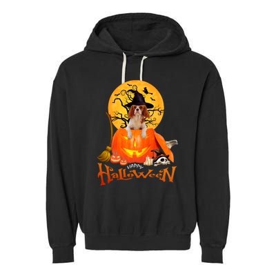 Funny Cavalier King Dog Spooky Halloween Garment-Dyed Fleece Hoodie