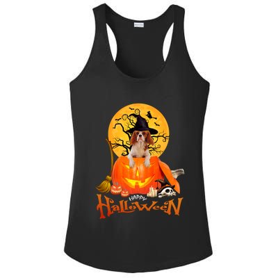 Funny Cavalier King Dog Spooky Halloween Ladies PosiCharge Competitor Racerback Tank