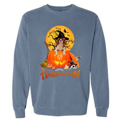 Funny Cavalier King Dog Spooky Halloween Garment-Dyed Sweatshirt