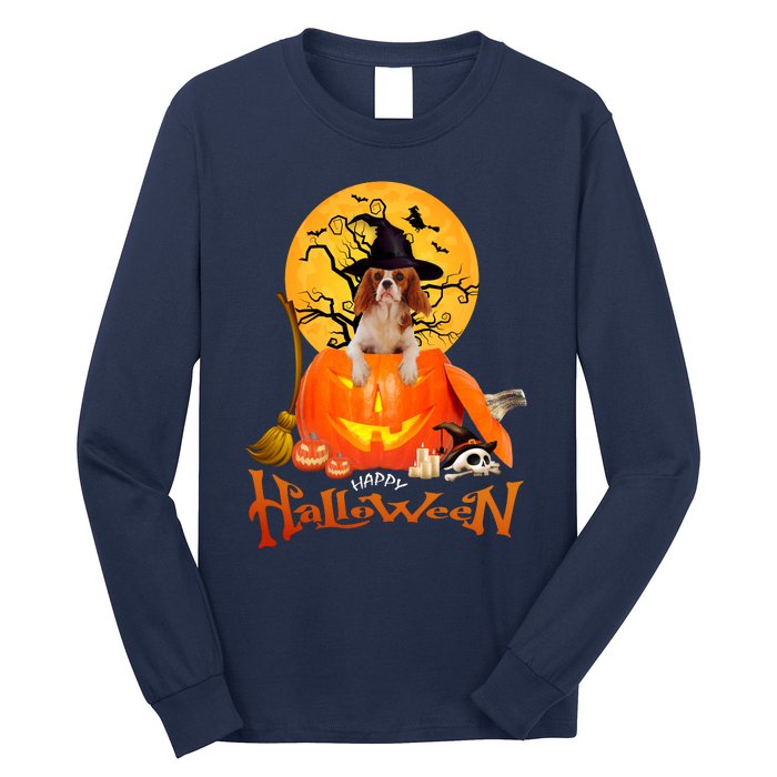 Funny Cavalier King Dog Spooky Halloween Long Sleeve Shirt