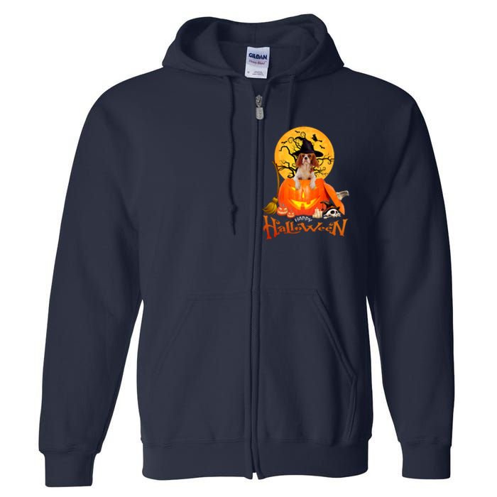 Funny Cavalier King Dog Spooky Halloween Full Zip Hoodie