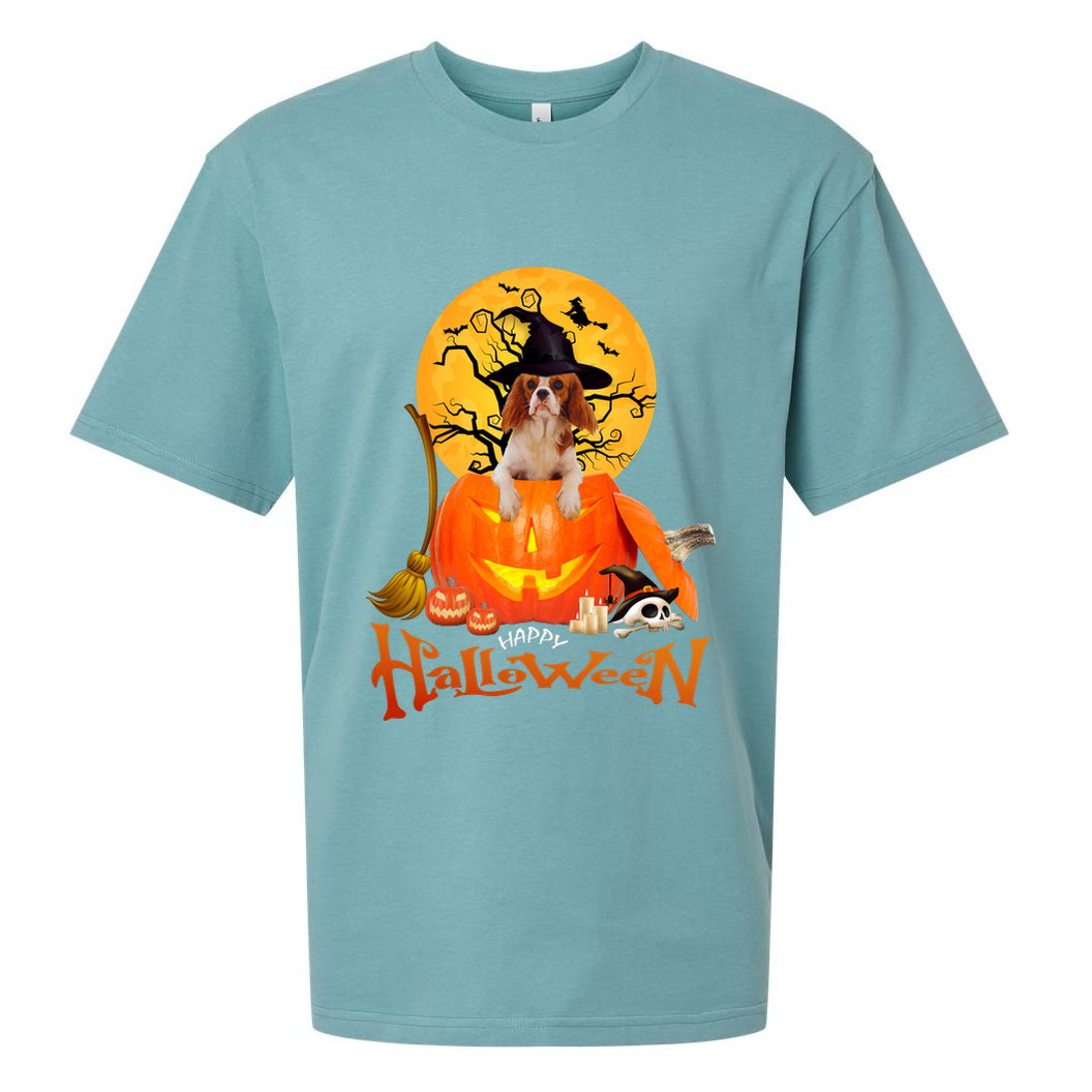Funny Cavalier King Dog Spooky Halloween Sueded Cloud Jersey T-Shirt