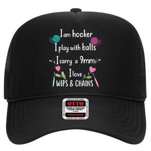 Funny Crochet Knitting I’M A Hooker Funny Crochet High Crown Mesh Back Trucker Hat