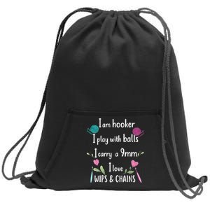 Funny Crochet Knitting I’M A Hooker Funny Crochet Sweatshirt Cinch Pack Bag