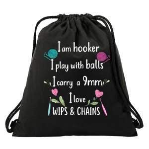 Funny Crochet Knitting I’M A Hooker Funny Crochet Drawstring Bag