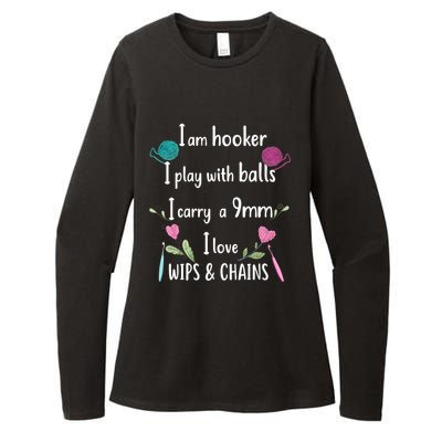 Funny Crochet Knitting I’M A Hooker Funny Crochet Womens CVC Long Sleeve Shirt