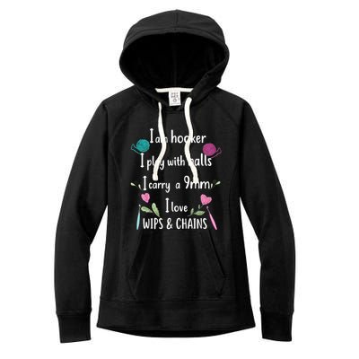 Funny Crochet Knitting I’M A Hooker Funny Crochet Women's Fleece Hoodie