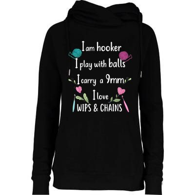 Funny Crochet Knitting I’M A Hooker Funny Crochet Womens Funnel Neck Pullover Hood