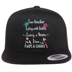 Funny Crochet Knitting I’M A Hooker Funny Crochet Flat Bill Trucker Hat