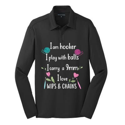 Funny Crochet Knitting I’M A Hooker Funny Crochet Silk Touch Performance Long Sleeve Polo