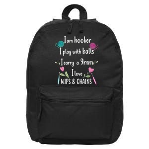 Funny Crochet Knitting I’M A Hooker Funny Crochet 16 in Basic Backpack