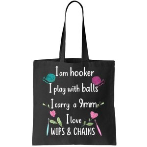 Funny Crochet Knitting I’M A Hooker Funny Crochet Tote Bag