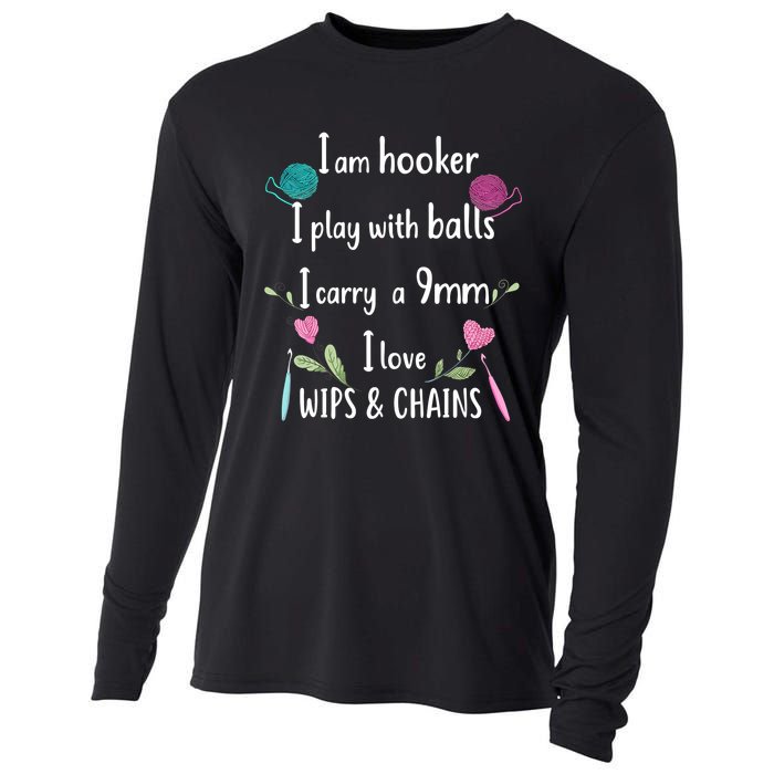 Funny Crochet Knitting I’M A Hooker Funny Crochet Cooling Performance Long Sleeve Crew