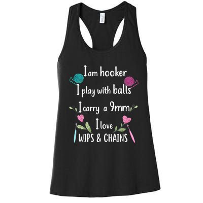 Funny Crochet Knitting I’M A Hooker Funny Crochet Women's Racerback Tank