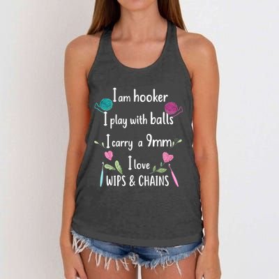 Funny Crochet Knitting I’M A Hooker Funny Crochet Women's Knotted Racerback Tank