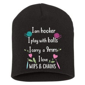 Funny Crochet Knitting I’M A Hooker Funny Crochet Short Acrylic Beanie