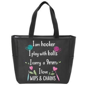 Funny Crochet Knitting I’M A Hooker Funny Crochet Zip Tote Bag