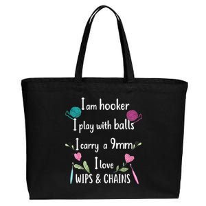 Funny Crochet Knitting I’M A Hooker Funny Crochet Cotton Canvas Jumbo Tote