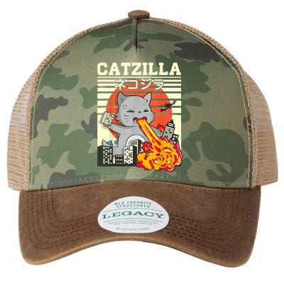Funny Catzilla Kawaii Cat Kitten Lover Japanese Sunset Legacy Tie Dye Trucker Hat