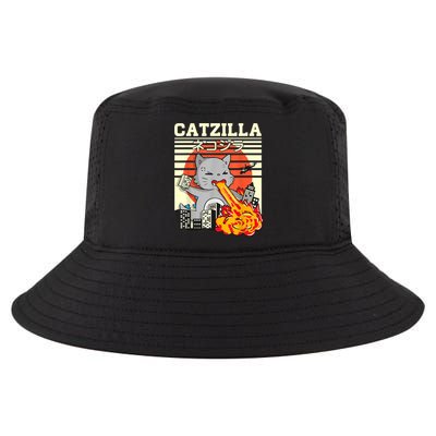 Funny Catzilla Kawaii Cat Kitten Lover Japanese Sunset Cool Comfort Performance Bucket Hat