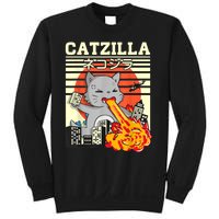 Funny Catzilla Kawaii Cat Kitten Lover Japanese Sunset Sweatshirt