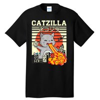 Funny Catzilla Kawaii Cat Kitten Lover Japanese Sunset Tall T-Shirt