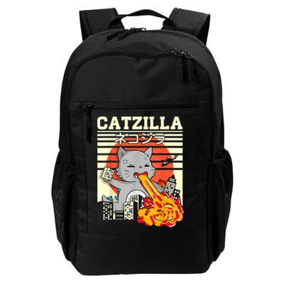 Funny Catzilla Kawaii Cat Kitten Lover Japanese Sunset Backpack
