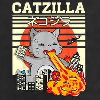 Funny Catzilla Kawaii Cat Kitten Lover Japanese Sunset 15oz Campfire Ceramic Mug