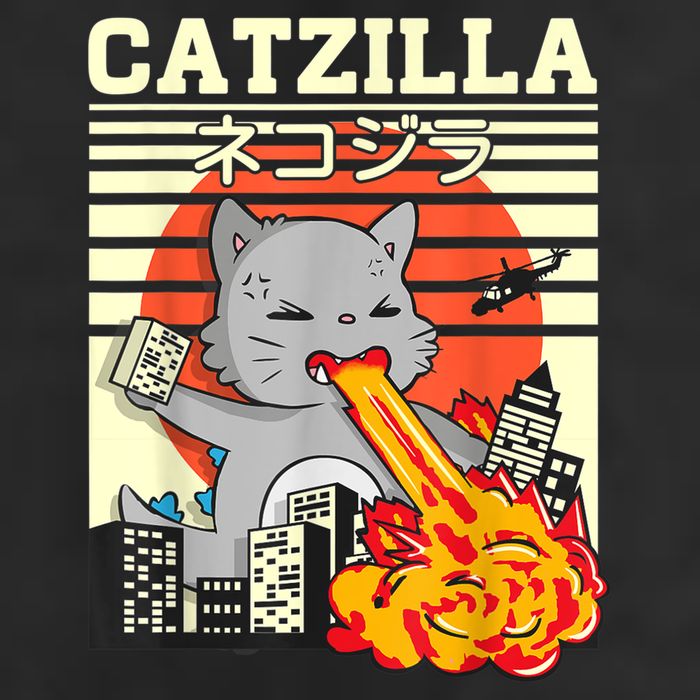 Funny Catzilla Kawaii Cat Kitten Lover Japanese Sunset 15oz Campfire Ceramic Mug