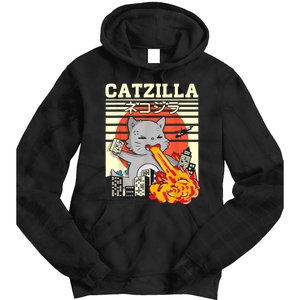 Funny Catzilla Kawaii Cat Kitten Lover Japanese Sunset Tie Dye Hoodie