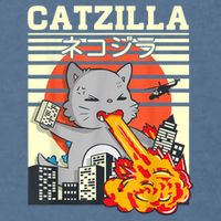 Funny Catzilla Kawaii Cat Kitten Lover Japanese Sunset Garment-Dyed Sweatshirt
