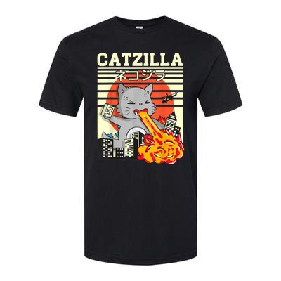 Funny Catzilla Kawaii Cat Kitten Lover Japanese Sunset Softstyle CVC T-Shirt