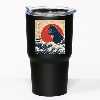 Funny Cat Kaiju Japanese Sunset Vintage Catzilla Great Wave Tumbler