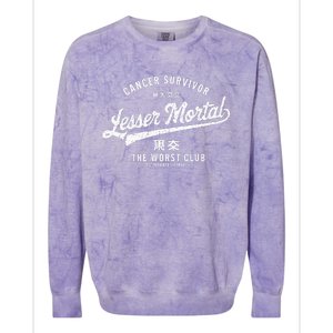 Funny Cancer Lesser Mortal Survivor Colorblast Crewneck Sweatshirt