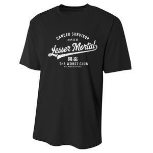 Funny Cancer Lesser Mortal Survivor Performance Sprint T-Shirt