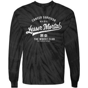 Funny Cancer Lesser Mortal Survivor Tie-Dye Long Sleeve Shirt