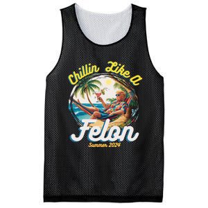 Funny Chillin Like A Felon Summer 2024 2024 Trump Supporter Mesh Reversible Basketball Jersey Tank