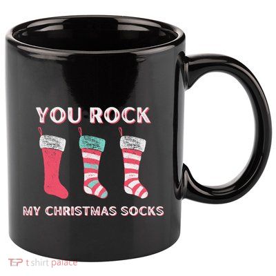 Funny Christmas LoverS Quotes Rock My Christmas Socks Gift 11oz C Handle Ceramic Mug