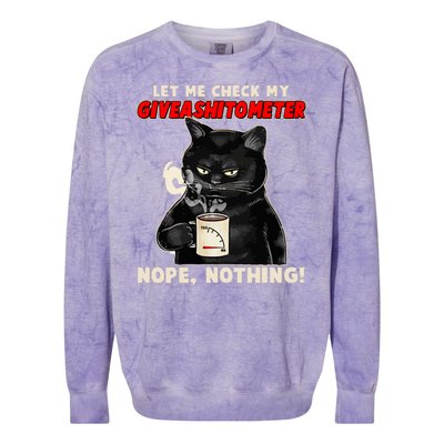 Funny Cat Let Me Check My GiveAShitOMeter Nope Nothing Colorblast Crewneck Sweatshirt